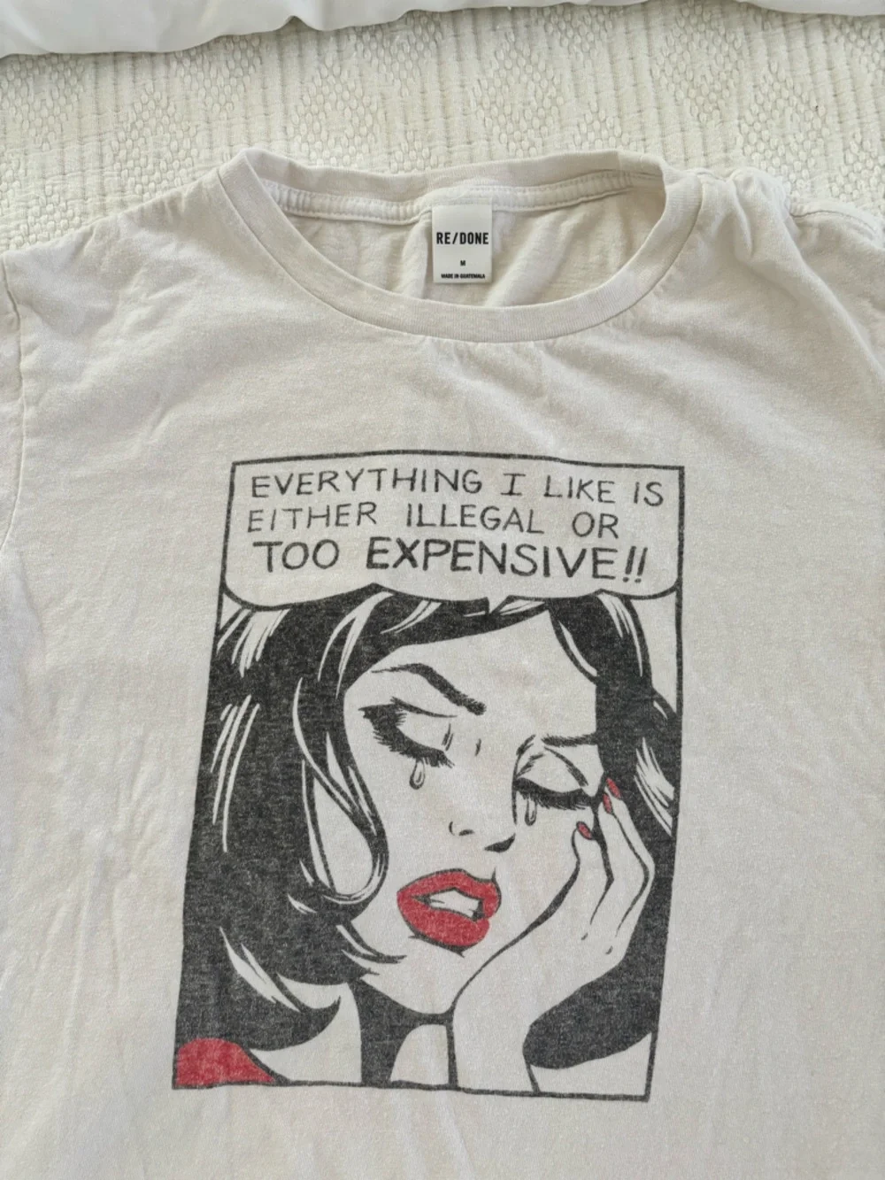 Re/Done White Graphic Pop-Art Tee with Red Accent - Picture 4 of 4